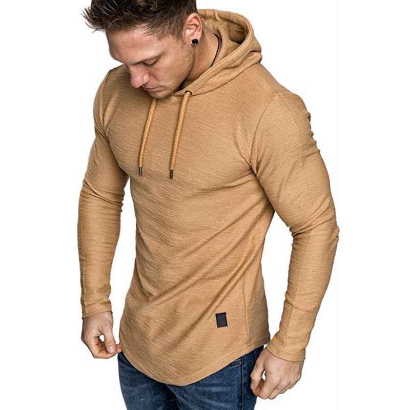 Men’s Textured Pullover Hoodie – Solid Colour, Soft & Breathable