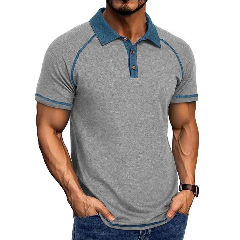 Men’s Colour Block Polo Shirt – Short Sleeve Casual Top