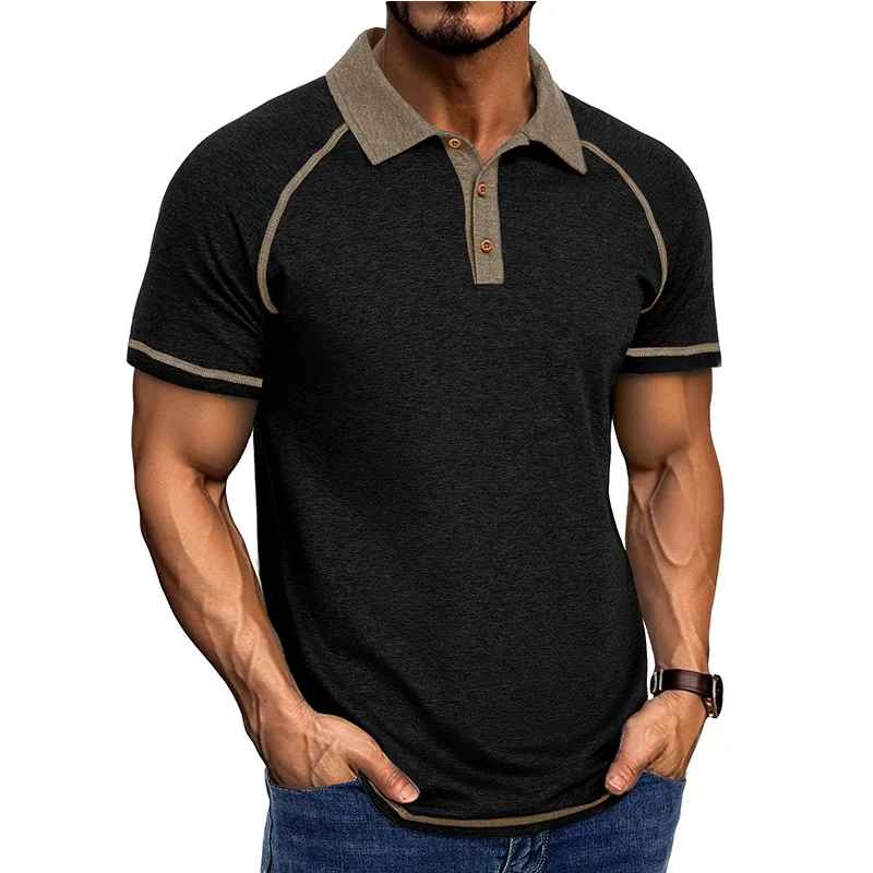 Men’s Colour Block Polo Shirt – Short Sleeve Casual Top