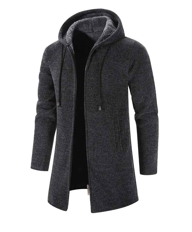 Men’s Mid Length Hooded Fleece Jacket – Padded & Zip Front