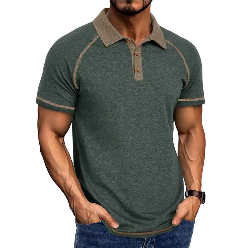Men’s Colour Block Polo Shirt – Short Sleeve Casual Top