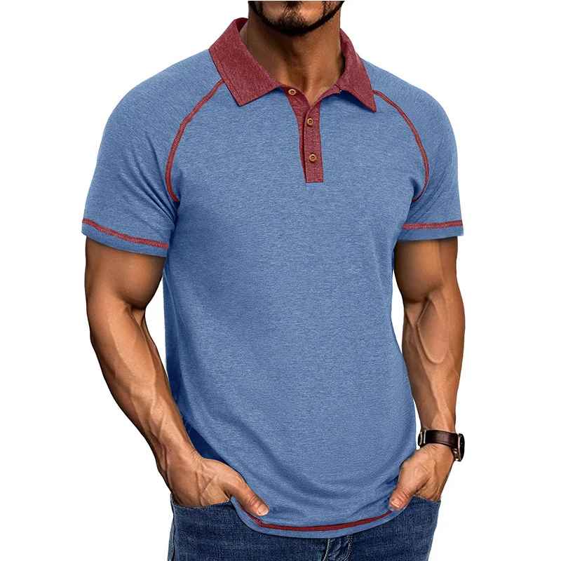 Men’s Colour Block Polo Shirt – Short Sleeve Casual Top