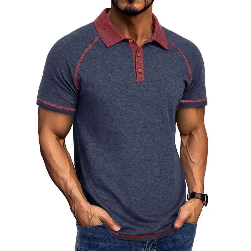 Men’s Colour Block Polo Shirt – Short Sleeve Casual Top