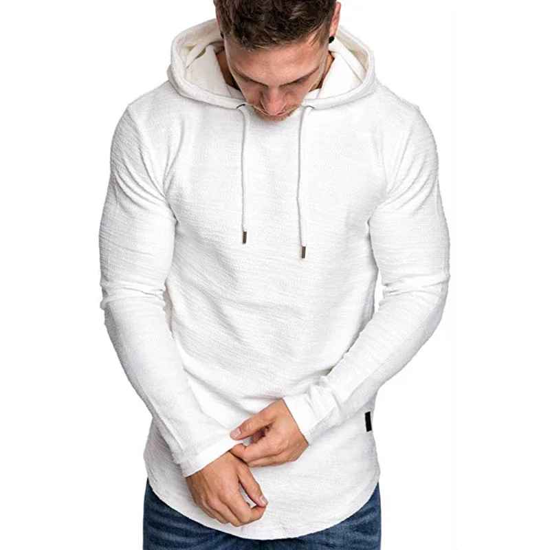 Men’s Textured Pullover Hoodie – Solid Colour, Soft & Breathable