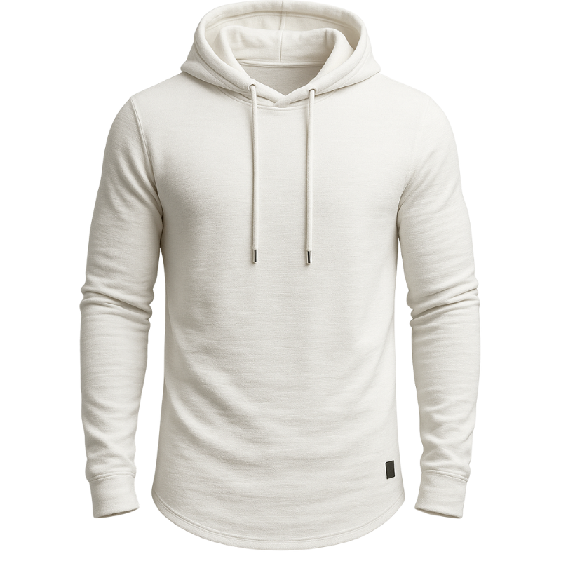 Men’s Textured Pullover Hoodie – Solid Colour, Soft & Breathable
