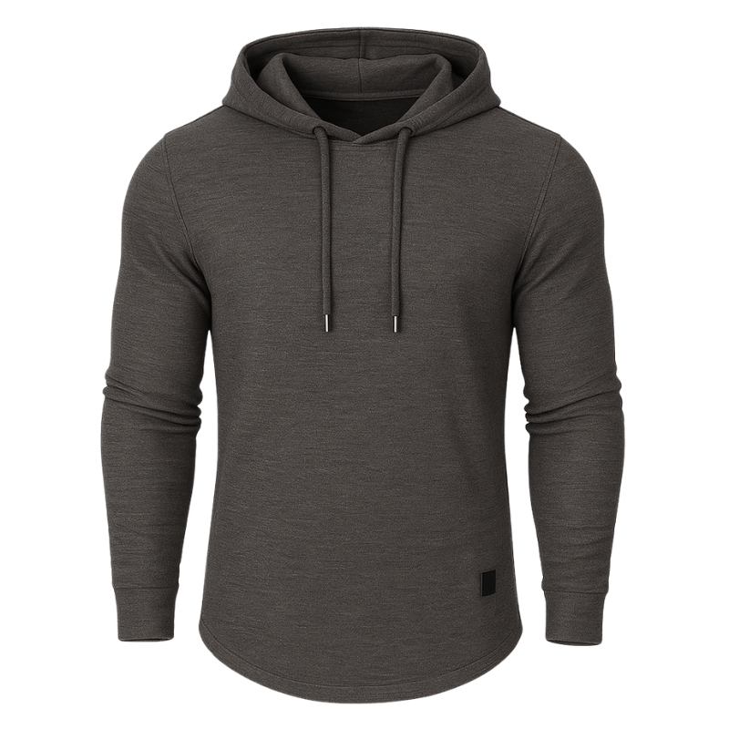 Men’s Textured Pullover Hoodie – Solid Colour, Soft & Breathable