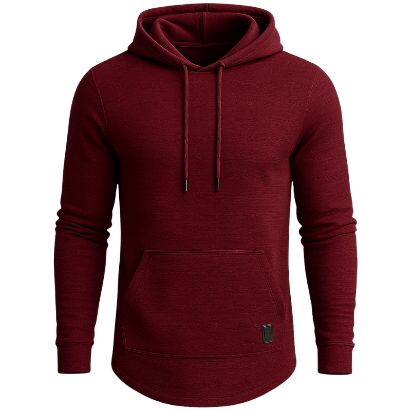 Men’s Textured Pullover Hoodie – Solid Colour, Soft & Breathable