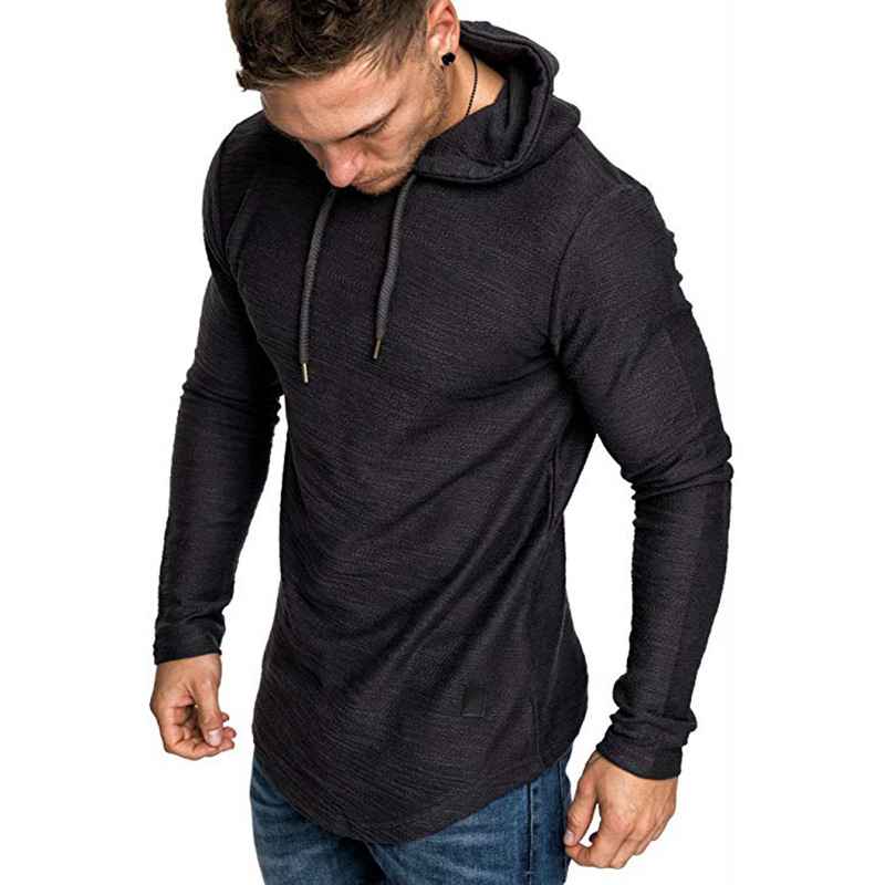 Men’s Textured Pullover Hoodie – Solid Colour, Soft & Breathable