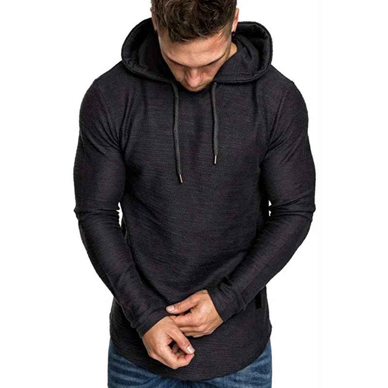 Men’s Textured Pullover Hoodie – Solid Colour, Soft & Breathable