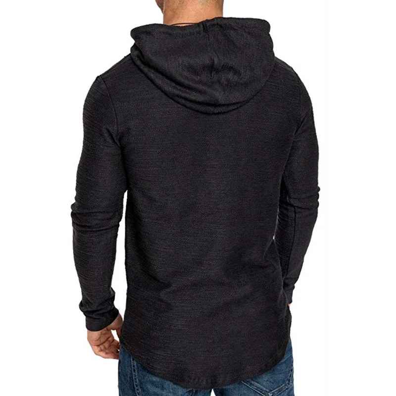 Men’s Textured Pullover Hoodie – Solid Colour, Soft & Breathable