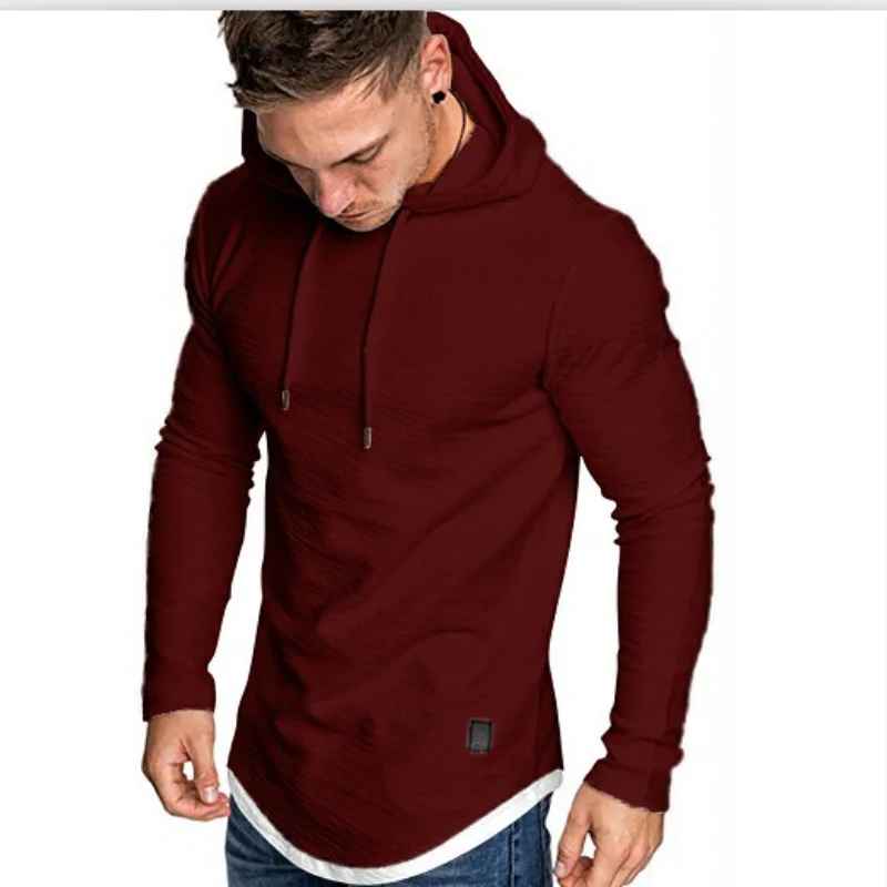 Men’s Textured Pullover Hoodie – Solid Colour, Soft & Breathable