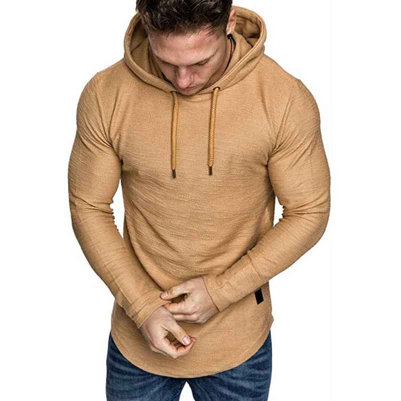 Men’s Textured Pullover Hoodie – Solid Colour, Soft & Breathable