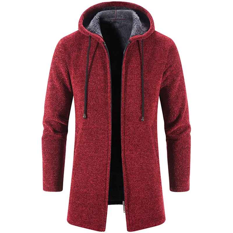 Men’s Mid Length Hooded Fleece Jacket – Padded & Zip Front