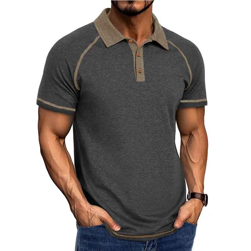 Men’s Colour Block Polo Shirt – Short Sleeve Casual Top