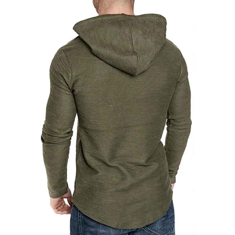 Men’s Textured Pullover Hoodie – Solid Colour, Soft & Breathable