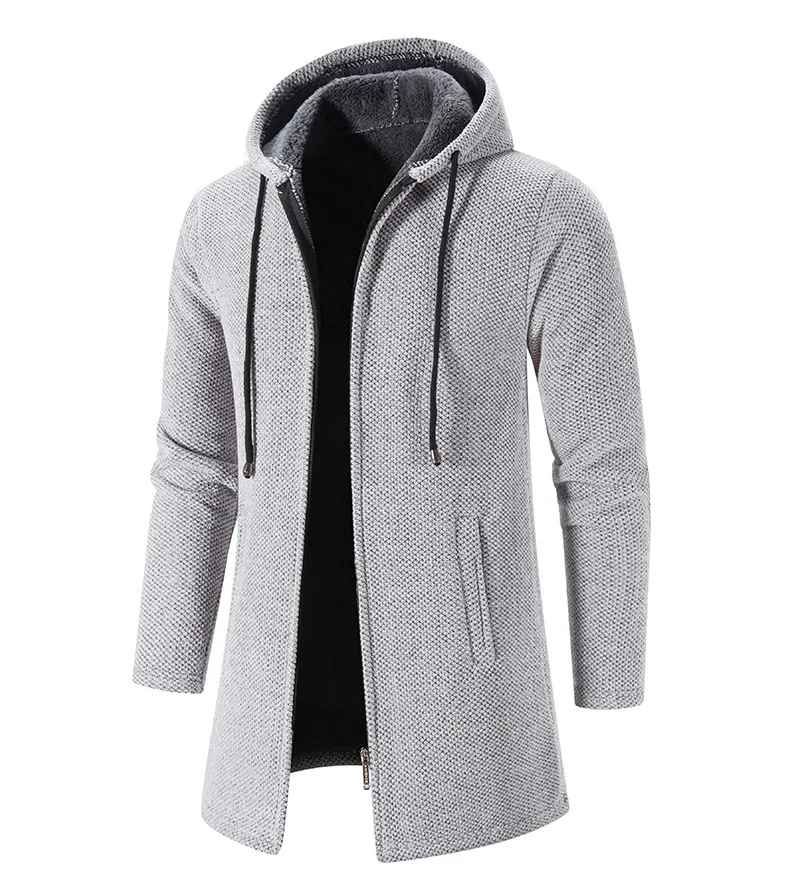 Men’s Mid Length Hooded Fleece Jacket – Padded & Zip Front