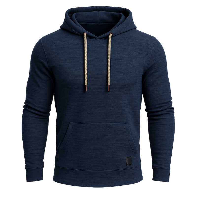 Men’s Textured Pullover Hoodie – Solid Colour, Soft & Breathable