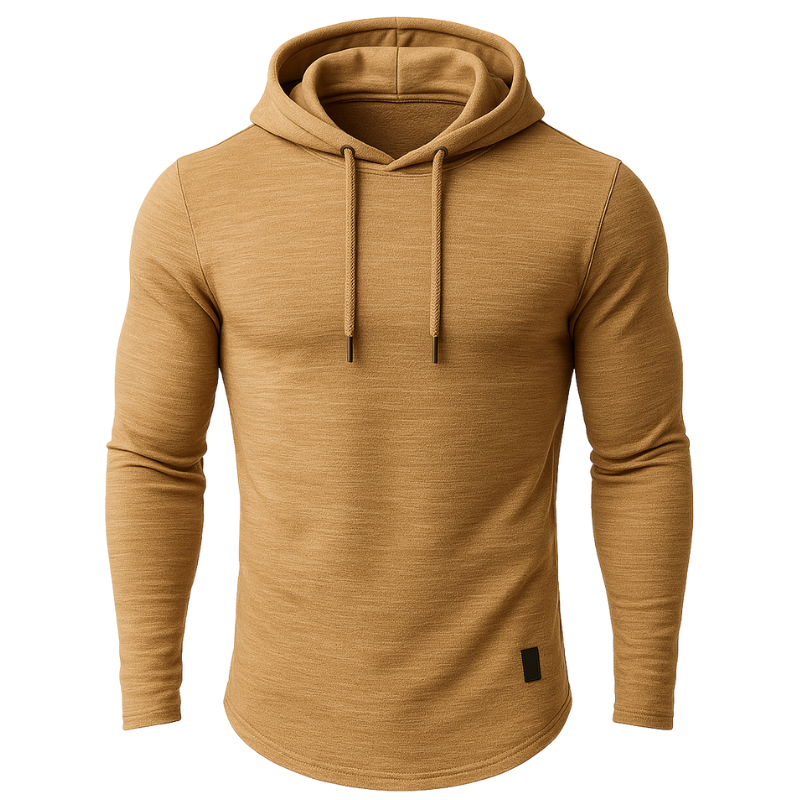 Men’s Textured Pullover Hoodie – Solid Colour, Soft & Breathable