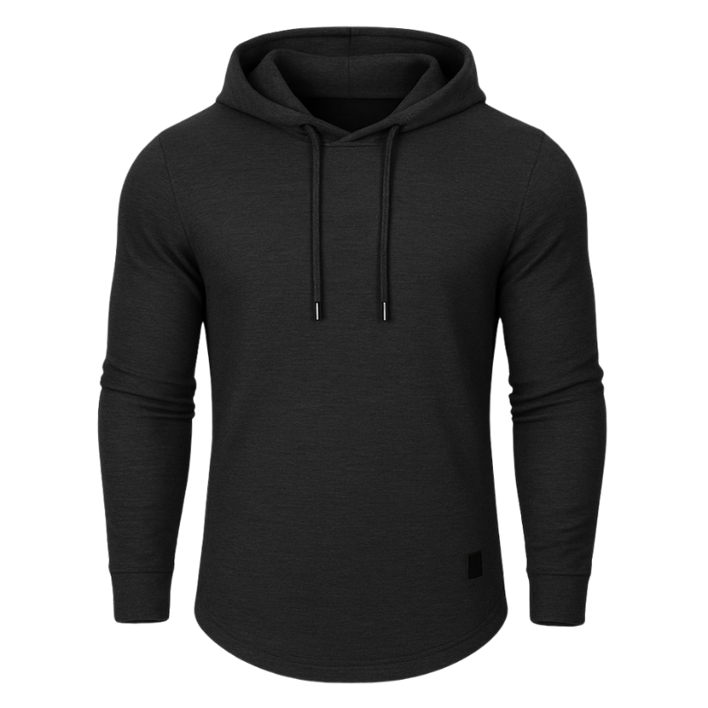 Men’s Textured Pullover Hoodie – Solid Colour, Soft & Breathable