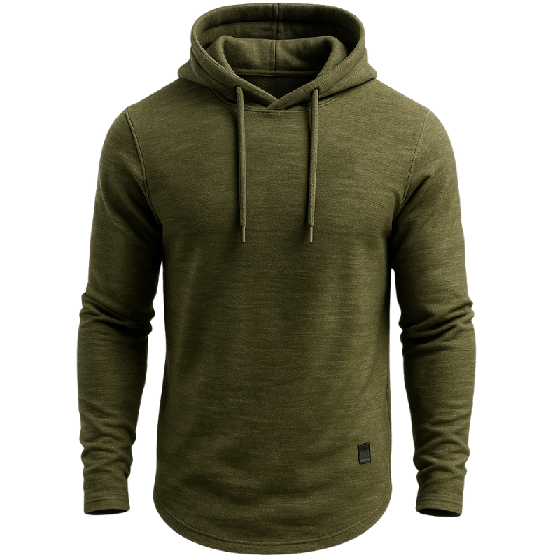 Men’s Textured Pullover Hoodie – Solid Colour, Soft & Breathable